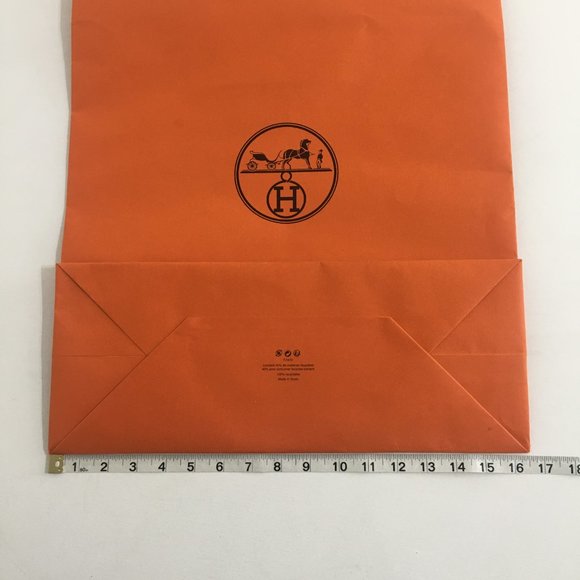 Hermes Authentic Paper Shopping Gift Bag 18.5 x 16.5 x 6.5 Rectangular Orange - Picture 11 of 12